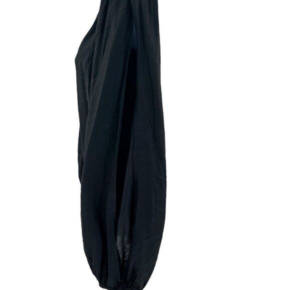 Arden B Off The Shoulder Long Sleeve Tie Ruffle Lace Black Top - Picture 6 of 10